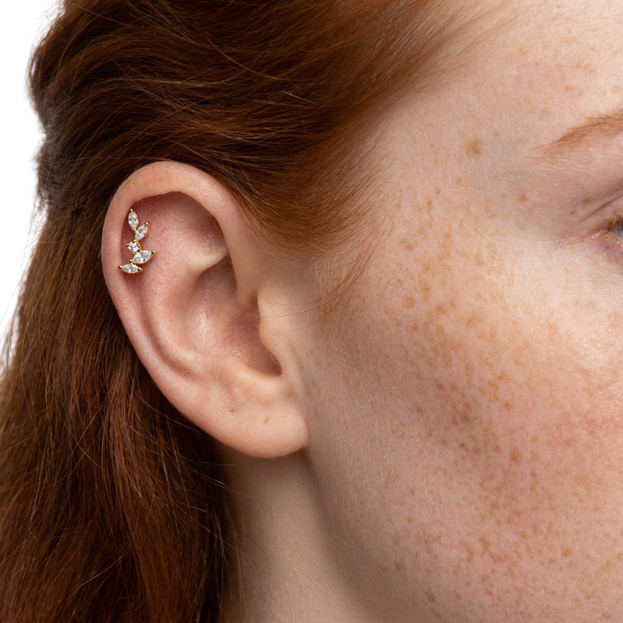 Piercing con zirconi in Titanio F136- Piercing per Lobo, helix, forward helix, conch, flat, tragus