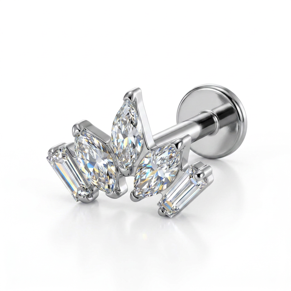 Piercing con zirconi in Titanio F136- Piercing per Lobo, helix, forward helix, conch, flat, tragus