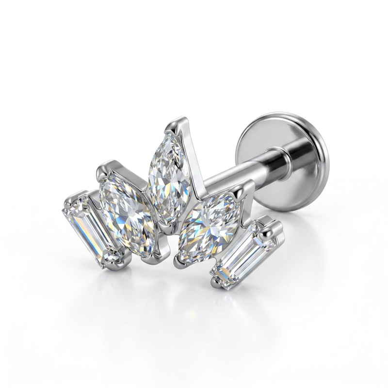 Piercing con zirconi in Titanio F136- Piercing per Lobo, helix, forward helix, conch, flat, tragus
