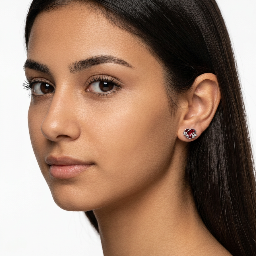 Piercing con zircone rosso in Titanio F136- Piercing per Lobo, helix, forward helix, conch, flat, tragus