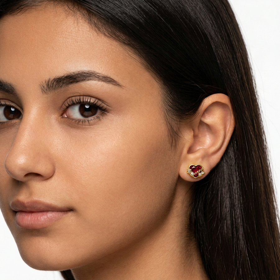 Piercing con zircone rosso in Titanio F136- Piercing per Lobo, helix, forward helix, conch, flat, tragus