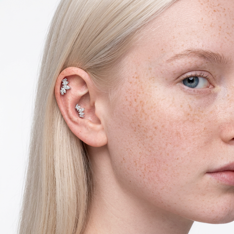 Piercing con zirconi in Titanio F136- Piercing per Lobo, helix, forward helix, conch, flat, tragus