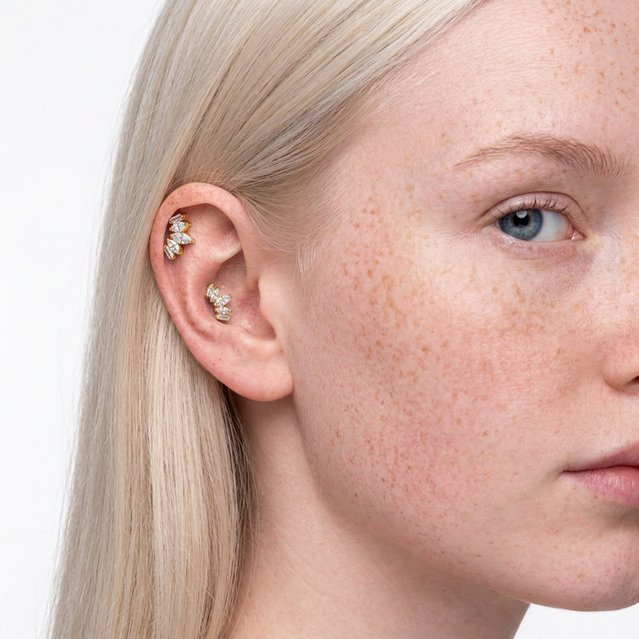 Piercing con zirconi in Titanio F136- Piercing per Lobo, helix, forward helix, conch, flat, tragus