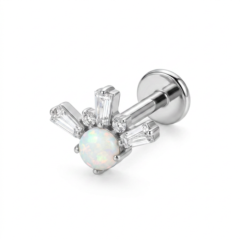 Piercing con zirconi in Titanio F136- Piercing per Lobo, helix, forward helix, conch, flat, tragus