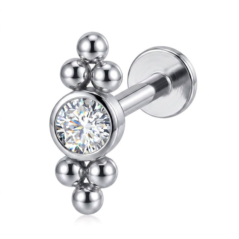 Piercing con zirconi in Titanio F136- Piercing per Lobo, helix, forward helix, conch, flat, tragus