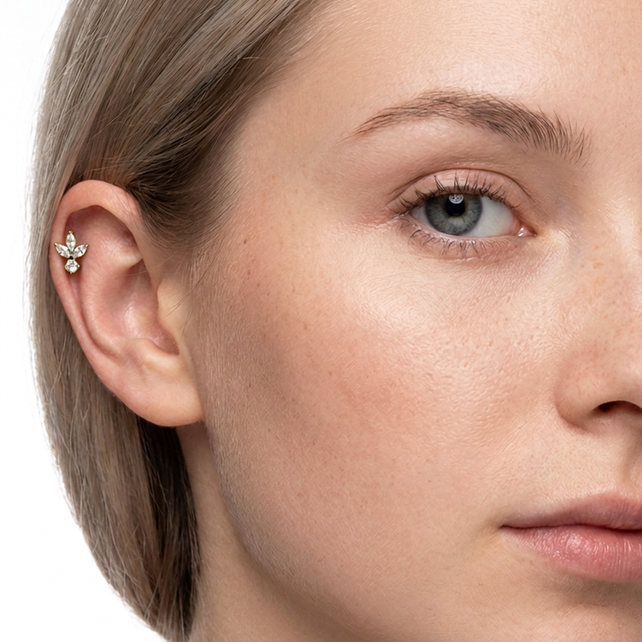 Piercing con zirconi in Titanio F136- Piercing per Lobo, helix, forward helix, conch, flat, tragus