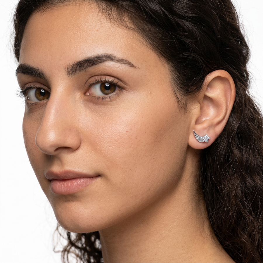 Piercing con stella e zircone in Titanio F136- Piercing per Lobo, helix, forward helix, conch, flat, tragus