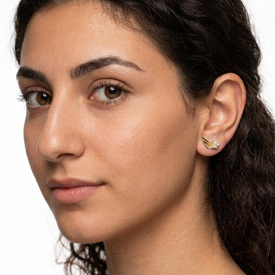 Piercing con stella e zircone in Titanio F136- Piercing per Lobo, helix, forward helix, conch, flat, tragus