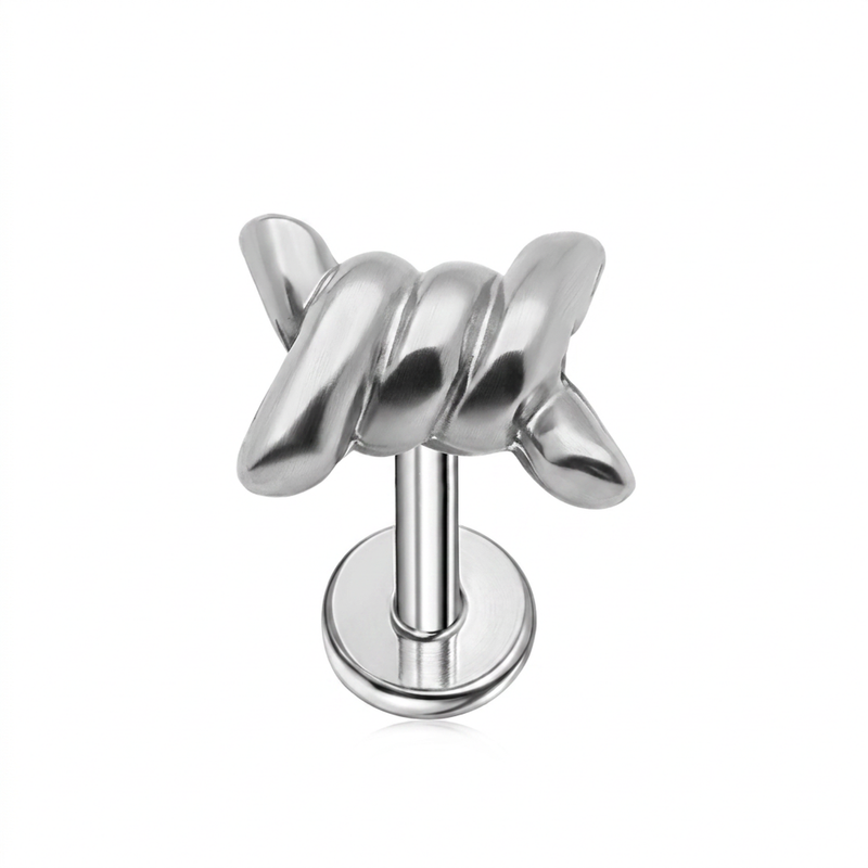 Piercing con intreccio in Titanio F136- Piercing per Lobo, helix, forward helix, conch, flat, tragus