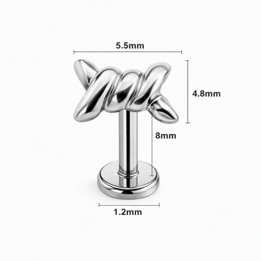 Piercing con intreccio in Titanio F136- Piercing per Lobo, helix, forward helix, conch, flat, tragus