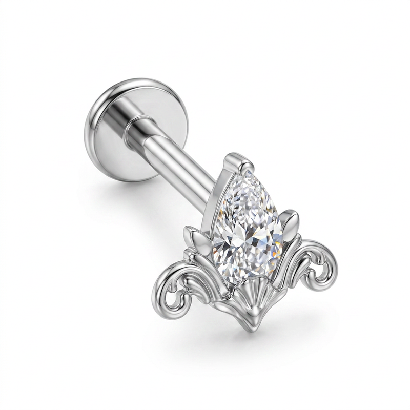 Piercing con zirconi in Titanio F136- Piercing per Lobo, helix, forward helix, conch, flat, tragus