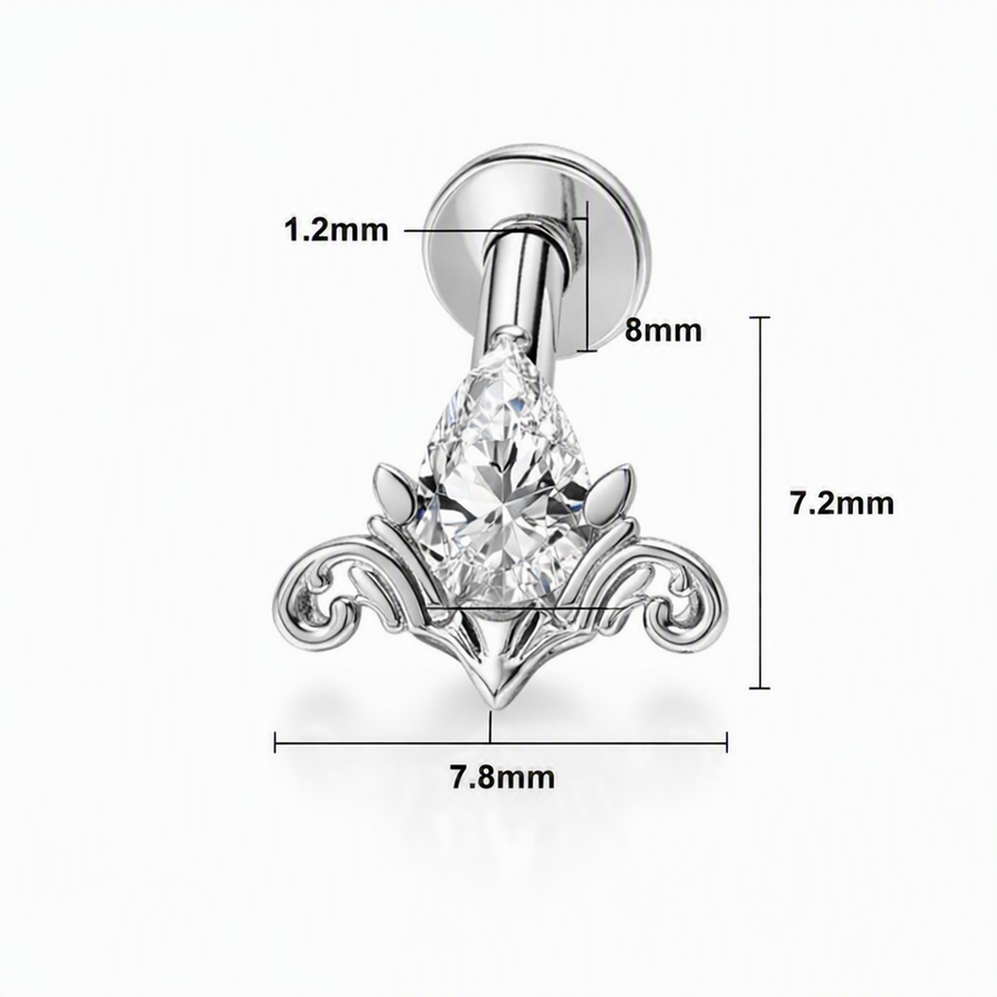 Piercing con zirconi in Titanio F136- Piercing per Lobo, helix, forward helix, conch, flat, tragus