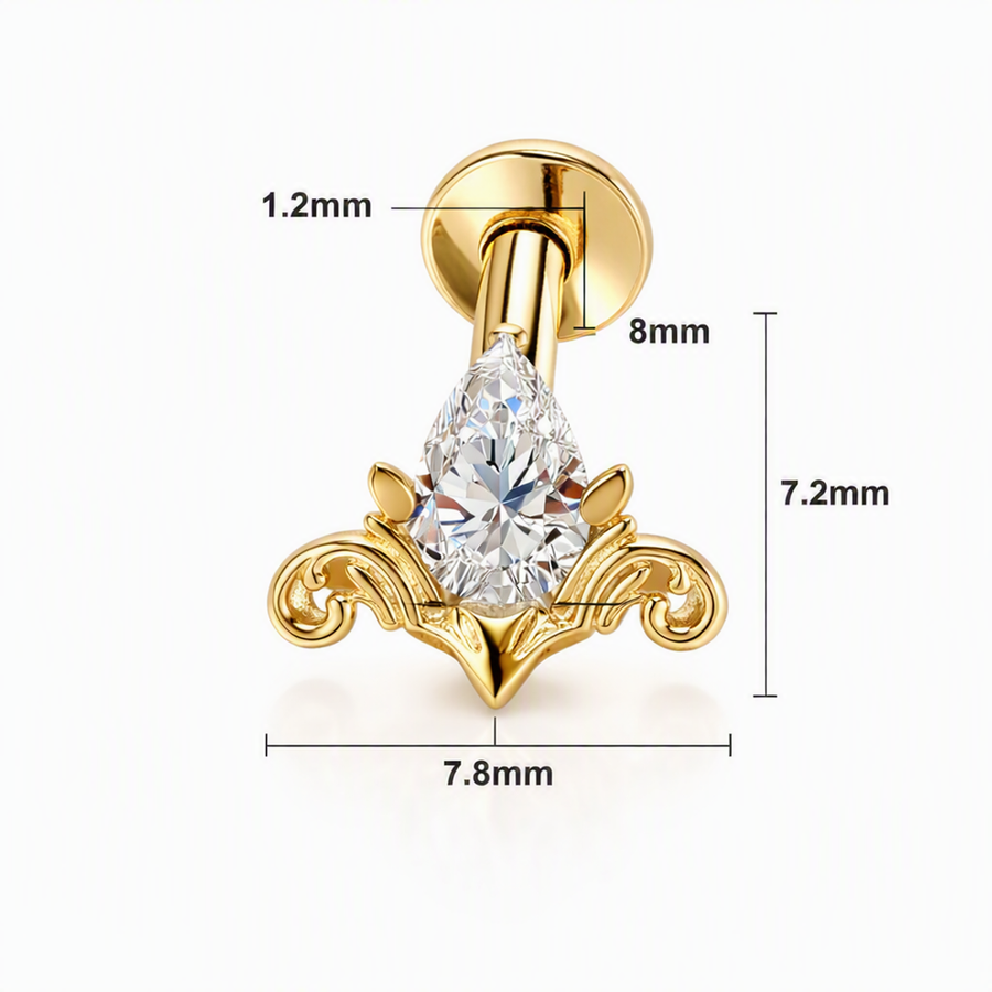 Piercing con zirconi in Titanio F136- Piercing per Lobo, helix, forward helix, conch, flat, tragus