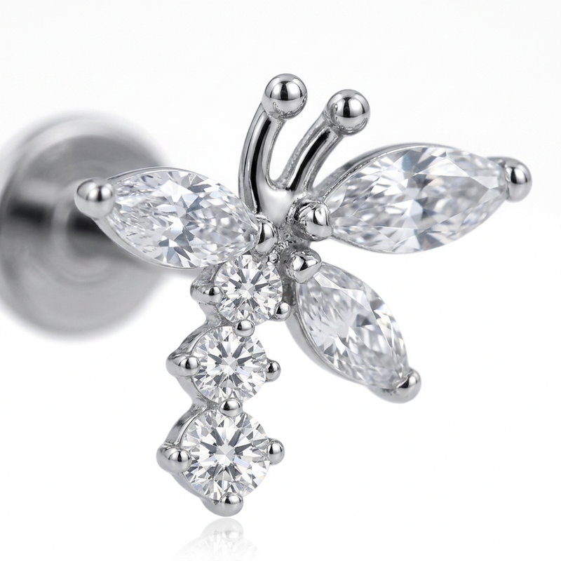 Piercing con zirconi in Titanio F136- Piercing per Lobo, helix, forward helix, conch, flat, tragus