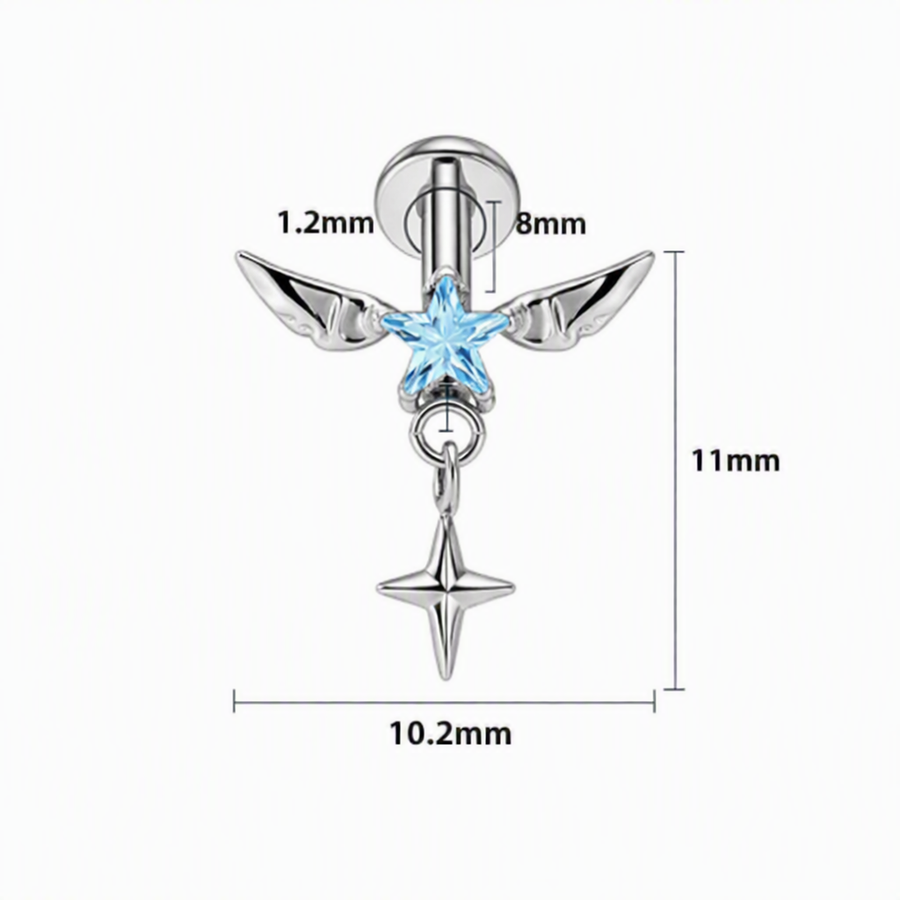 Piercing con zirconi in Titanio F136- Piercing per Lobo, helix, forward helix, conch, flat, tragus