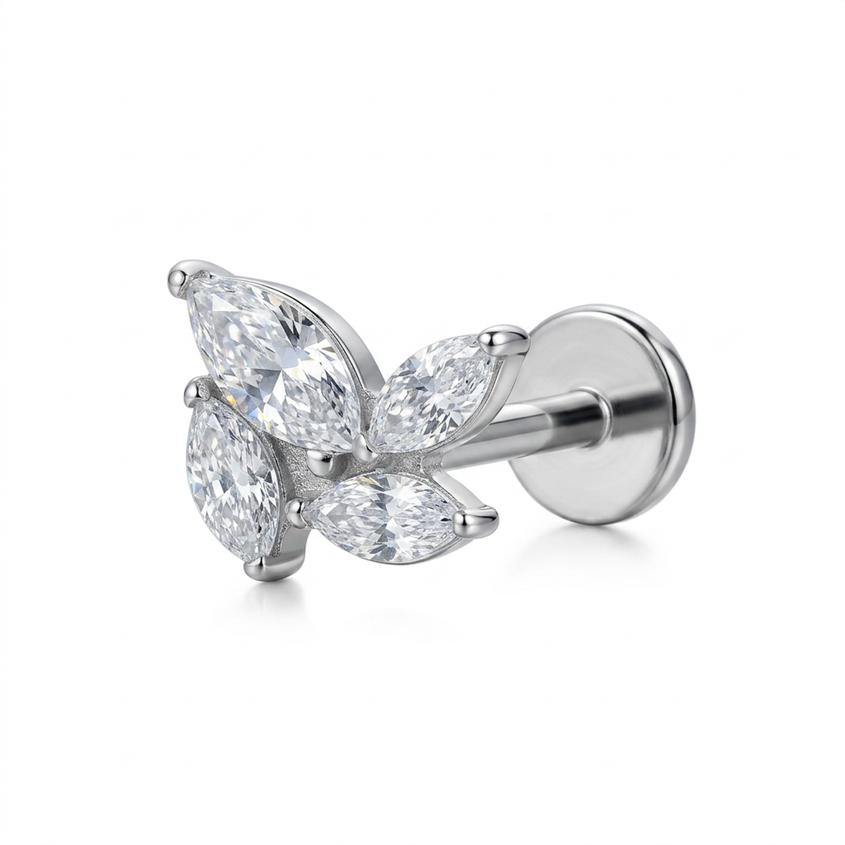 Piercing con zirconi in Titanio F136- Piercing per Lobo, helix, forward helix, conch, flat, tragus