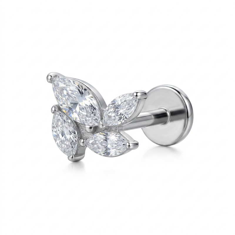 Piercing con zirconi in Titanio F136- Piercing per Lobo, helix, forward helix, conch, flat, tragus