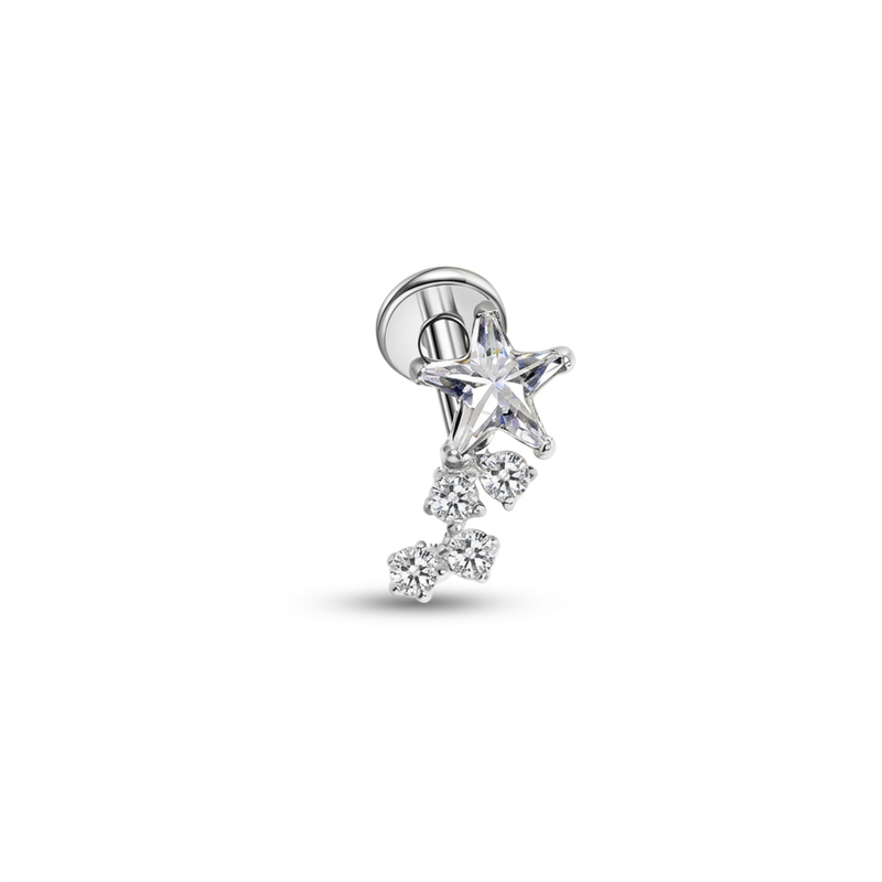 Piercing con zirconi in Titanio F136- Piercing per Lobo, helix, forward helix, conch, flat, tragus