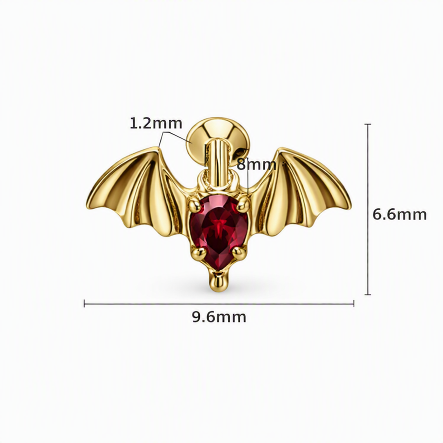 Piercing con pipistrello in Titanio G23- Piercing per Lobo, helix, forward helix, conch, flat, tragus