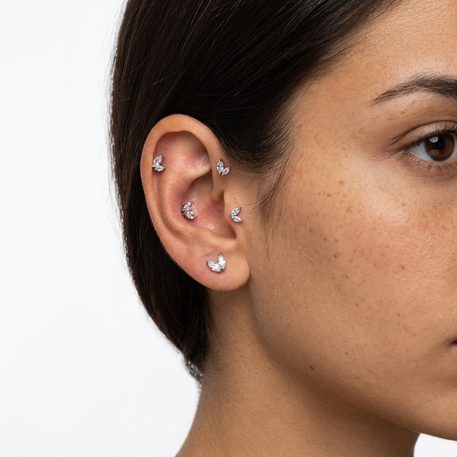Piercing con zirconi in Titanio F136- Piercing per Lobo, helix, forward helix, conch, flat, tragus