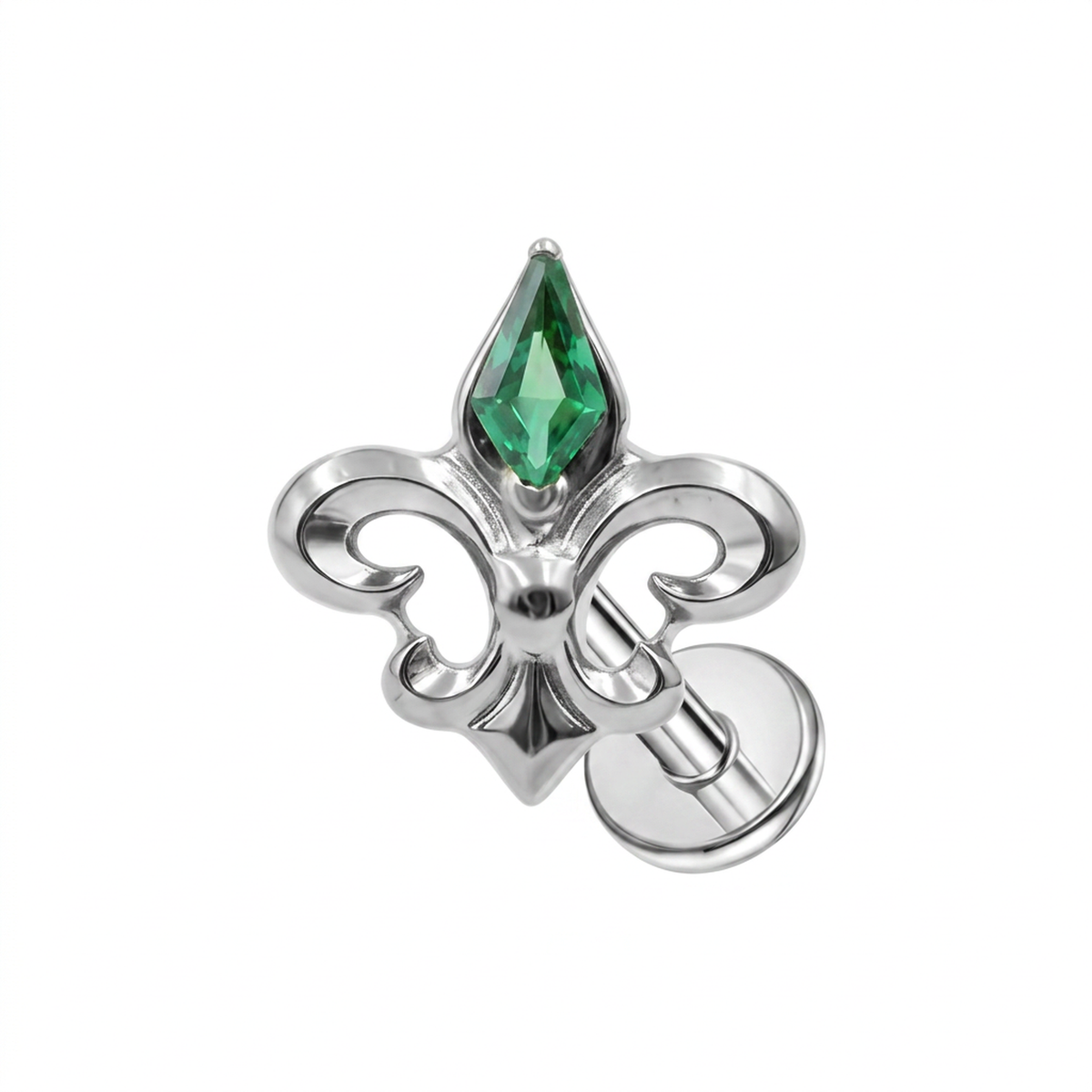 Piercing con zircone verde in Titanio F136- Piercing per Lobo, helix, forward helix, conch, flat, tragus