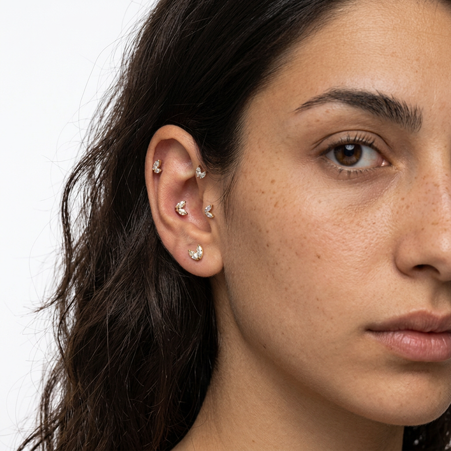 Piercing con zirconi in Titanio F136- Piercing per Lobo, helix, forward helix, conch, flat, tragus