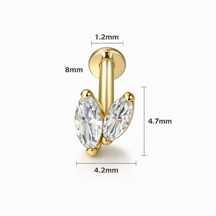 Piercing con zirconi in Titanio F136- Piercing per Lobo, helix, forward helix, conch, flat, tragus