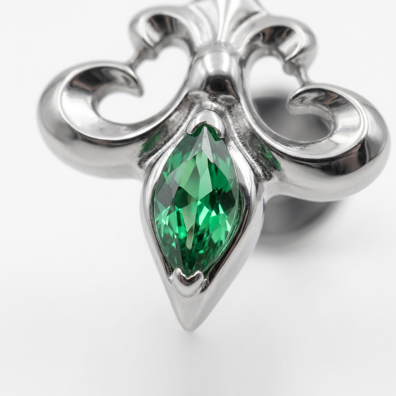 Piercing con zircone verde in Titanio F136- Piercing per Lobo, helix, forward helix, conch, flat, tragus
