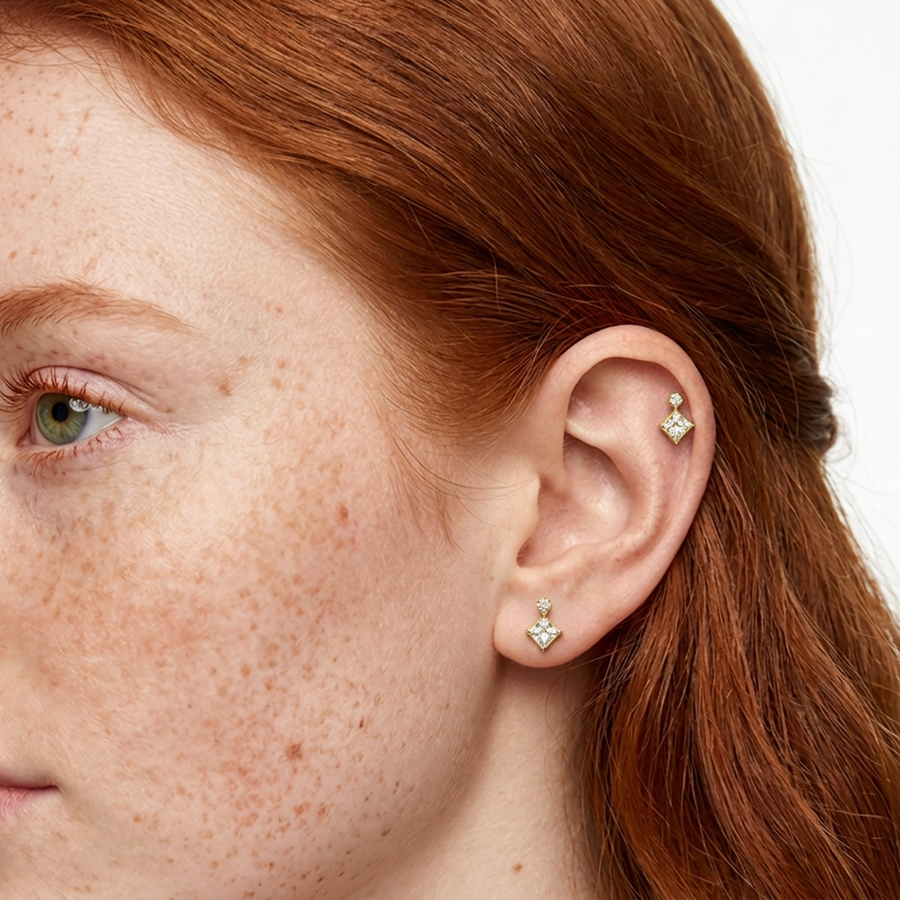 Piercing con zirconi in Titanio F136- Piercing per Lobo, helix, forward helix, conch, flat, tragus