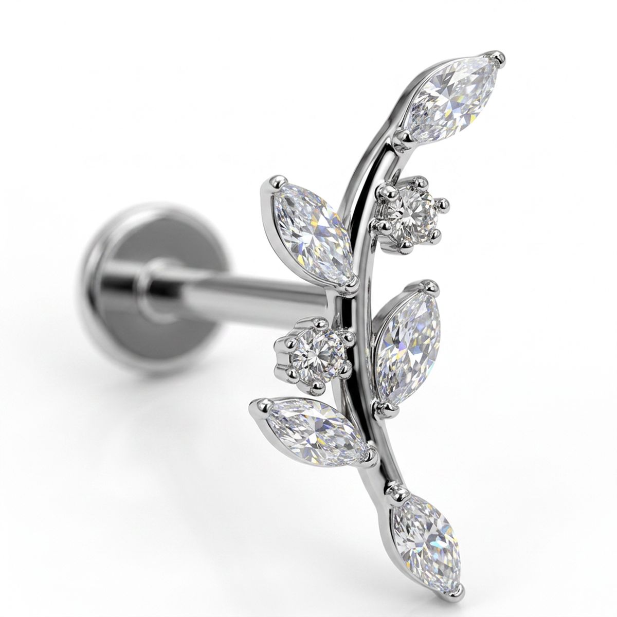 Piercing con zirconi in Titanio F136- Piercing per Lobo, helix, forward helix, conch, flat, tragus