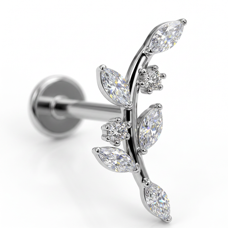 Piercing con zirconi in Titanio F136- Piercing per Lobo, helix, forward helix, conch, flat, tragus