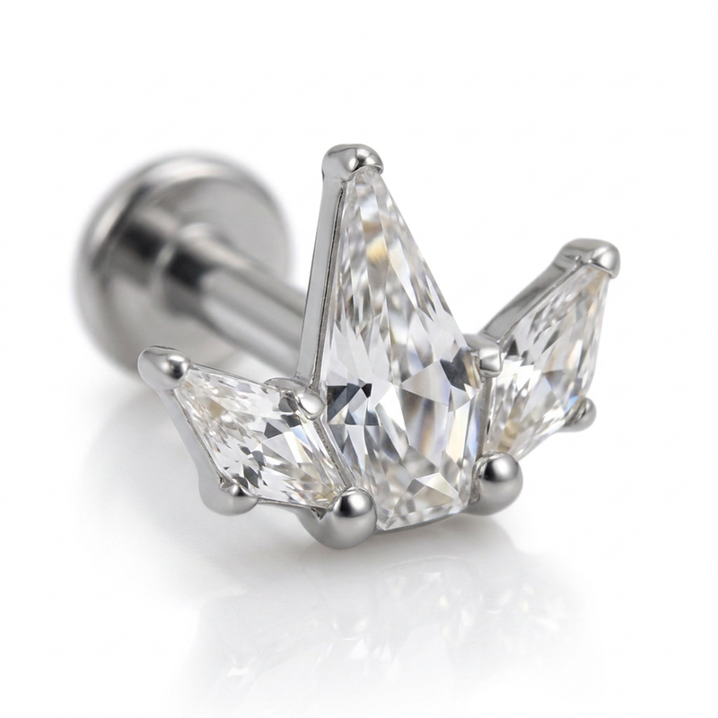 Piercing con zirconi in Titanio F136- Piercing per Lobo, helix, forward helix, conch, flat, tragus