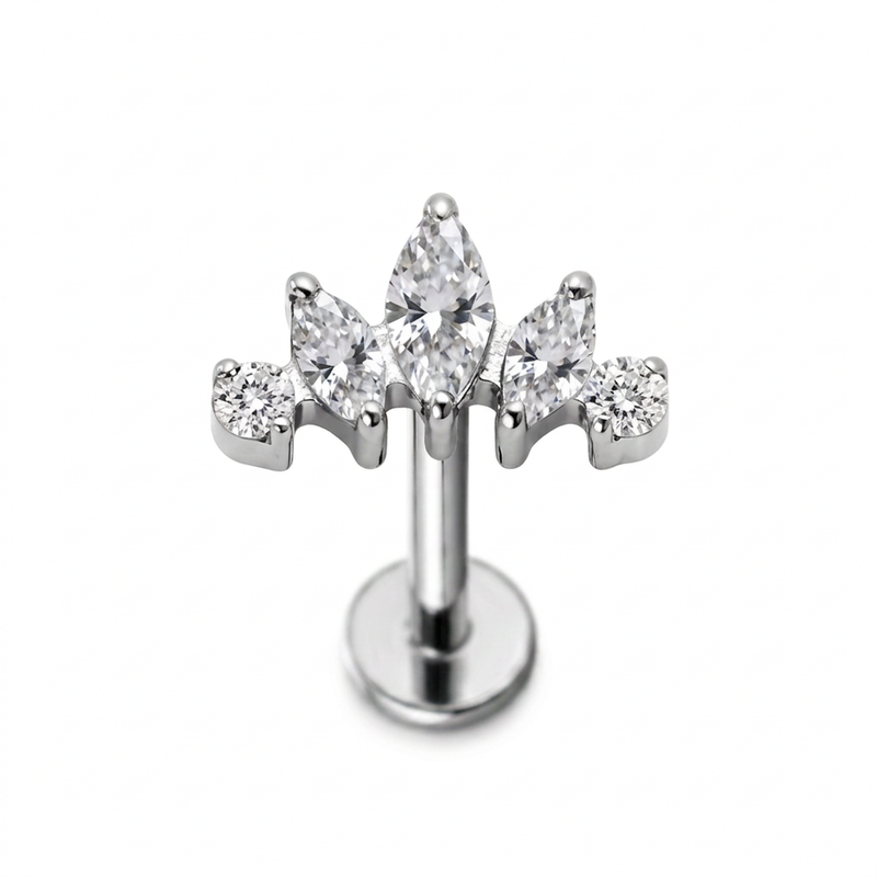 Piercing con zirconi in Titanio F136- Piercing per Lobo, helix, forward helix, conch, flat, tragus