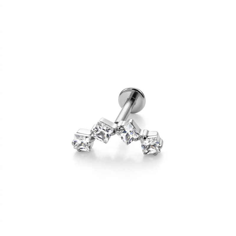 Piercing con zirconi in Titanio F136- Piercing per Lobo, helix, forward helix, conch, flat, tragus