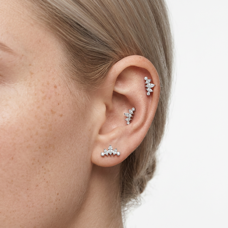 Piercing con zirconi in Titanio F136- Piercing per Lobo, helix, forward helix, conch, flat, tragus