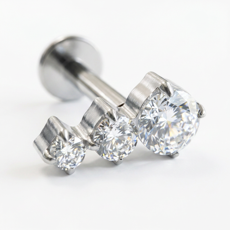 Piercing con zirconi in Titanio F136- Piercing per Lobo, helix, forward helix, conch, flat, tragus