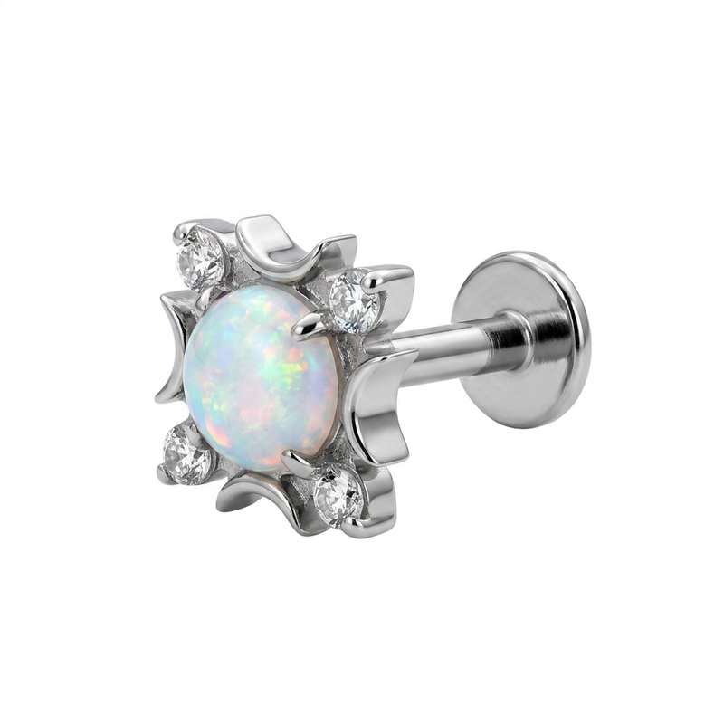 Piercing con sfera aurora boreale in Titanio F136- Piercing per Lobo, helix, forward helix, conch, flat, tragus