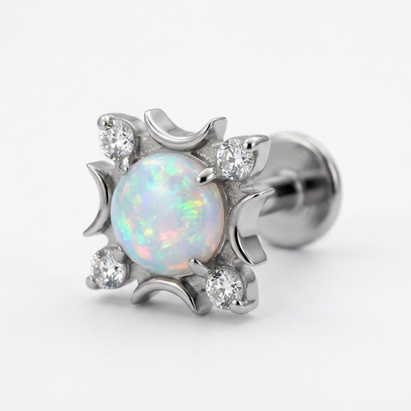 Piercing con sfera aurora boreale in Titanio F136- Piercing per Lobo, helix, forward helix, conch, flat, tragus