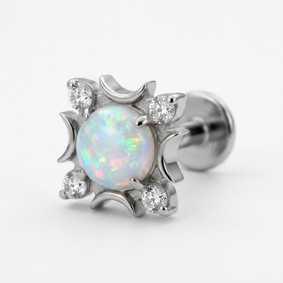 Piercing con sfera aurora boreale in Titanio F136- Piercing per Lobo, helix, forward helix, conch, flat, tragus