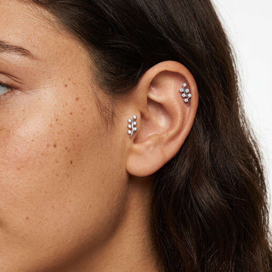 Piercing con zirconi in Titanio F136- Piercing per Lobo, helix, forward helix, conch, flat, tragus