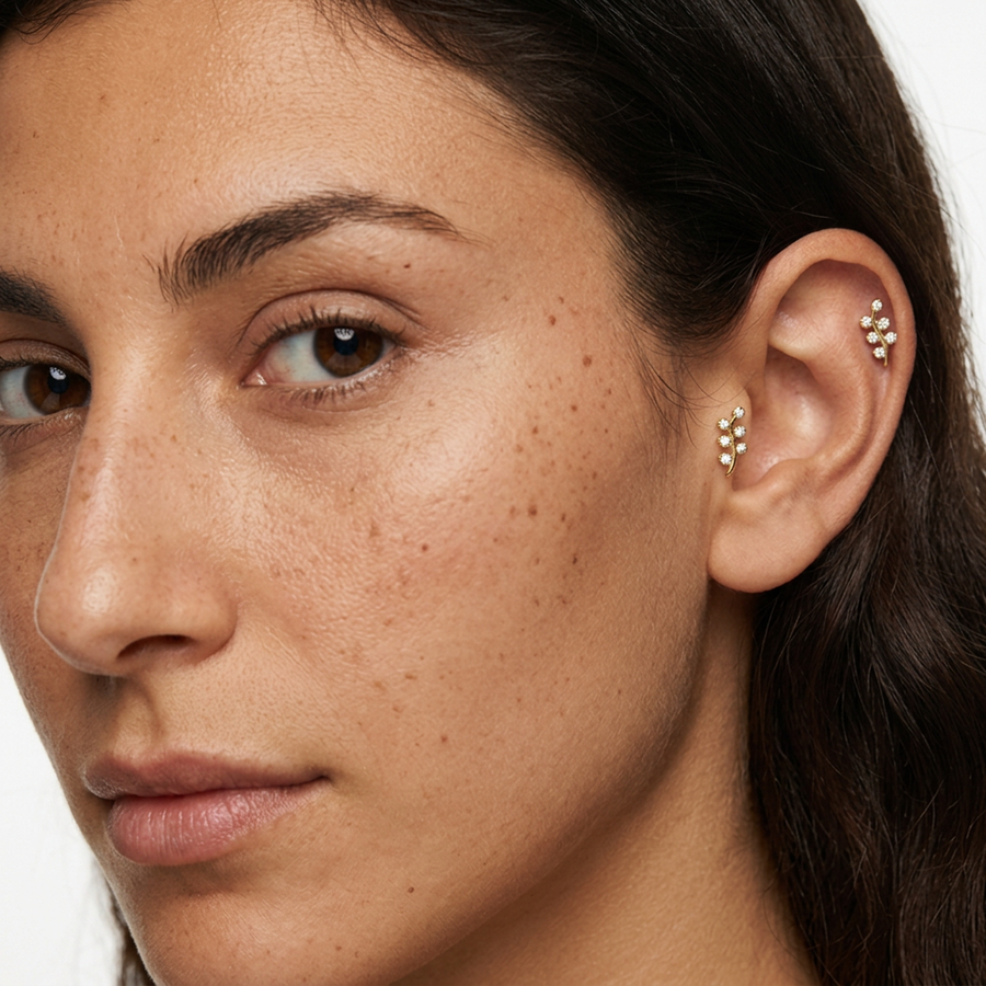 Piercing con zirconi in Titanio F136- Piercing per Lobo, helix, forward helix, conch, flat, tragus
