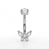 Piercing con farfallina zirconi in Titanio F136- Piercing per ombelico