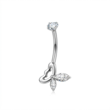 Piercing con farfalla zirconi in Titanio F136- Piercing per obelico