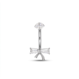 Piercing con fiocco e zirconi in Titanio F136- Piercing per obelico