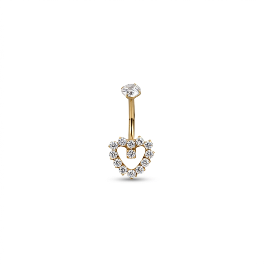 Piercing con cuore di zirconi in Titanio F136- Piercing per ombelico
