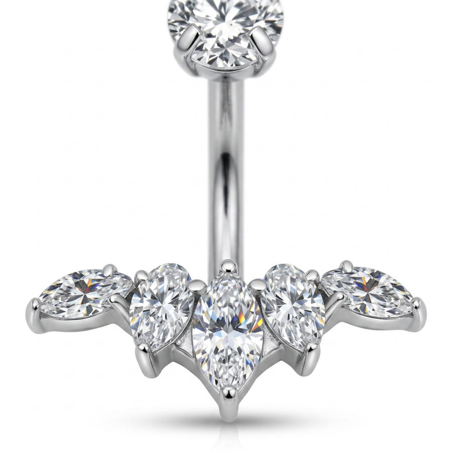 Piercing con zirconi in Titanio F136- Piercing per ombelico