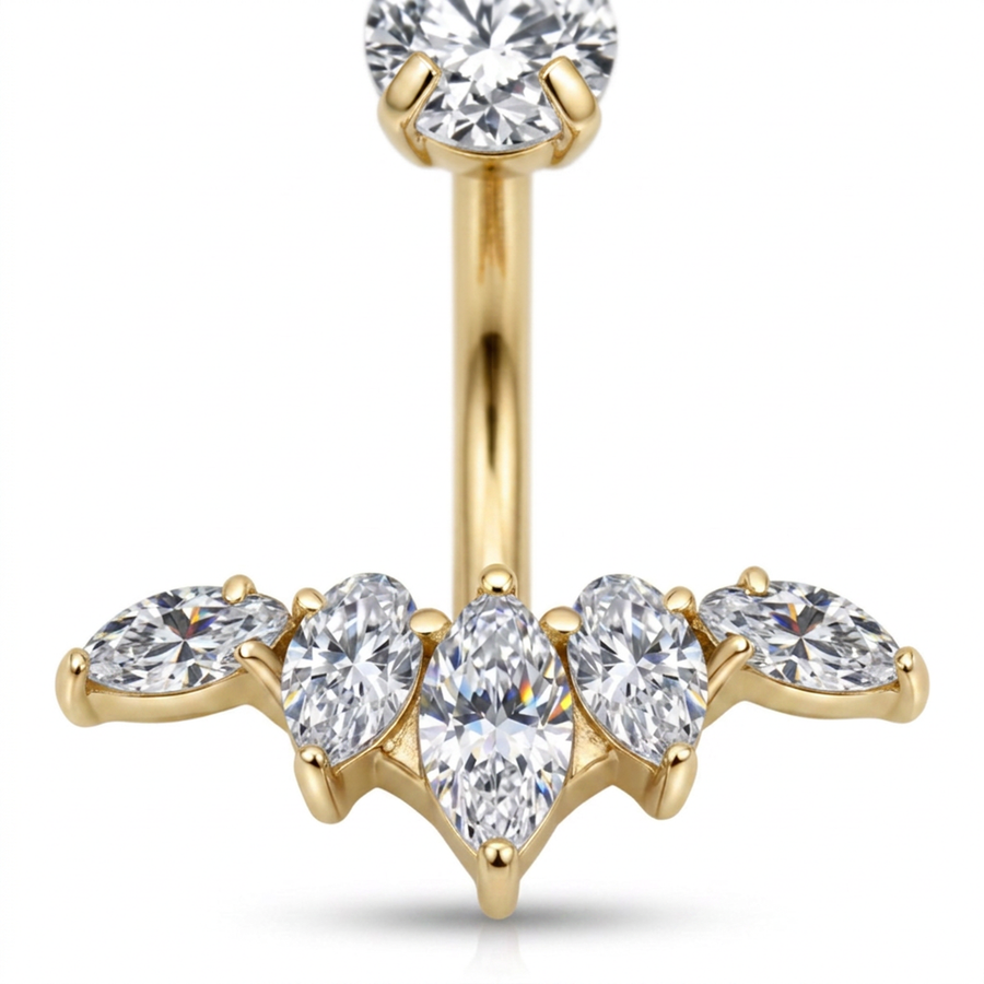 Piercing con zirconi in Titanio F136- Piercing per ombelico