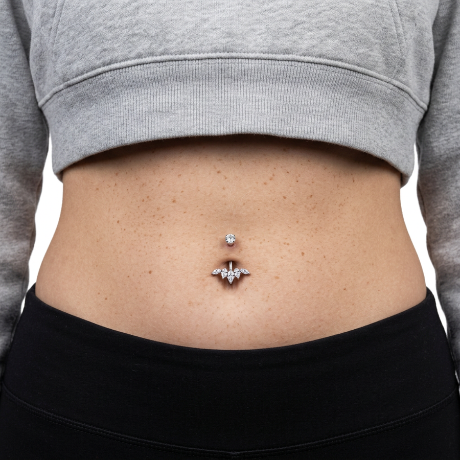 Piercing con zirconi in Titanio F136- Piercing per ombelico