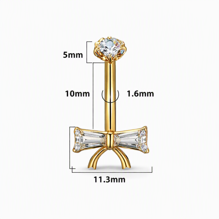 Piercing con fiocco e zirconi in Titanio F136- Piercing per obelico