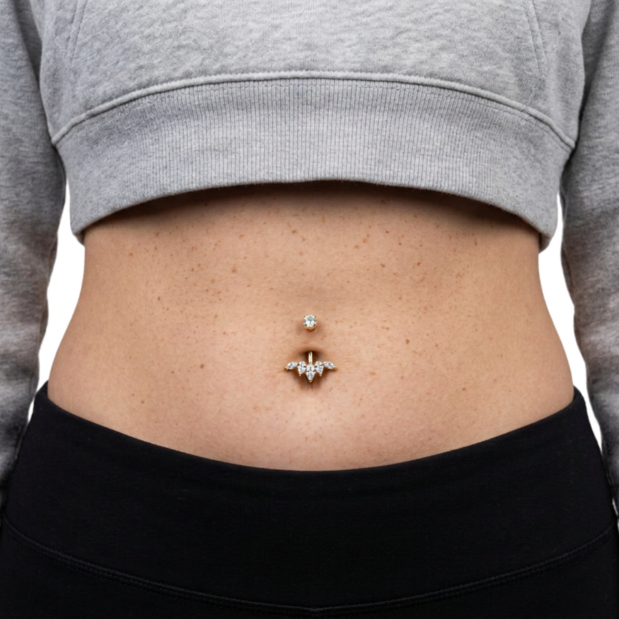 Piercing con zirconi in Titanio F136- Piercing per ombelico